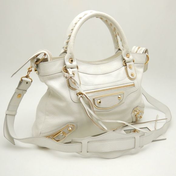 Balenciaga Classic Edge City Handbag Leather White - Picture 2 of 8